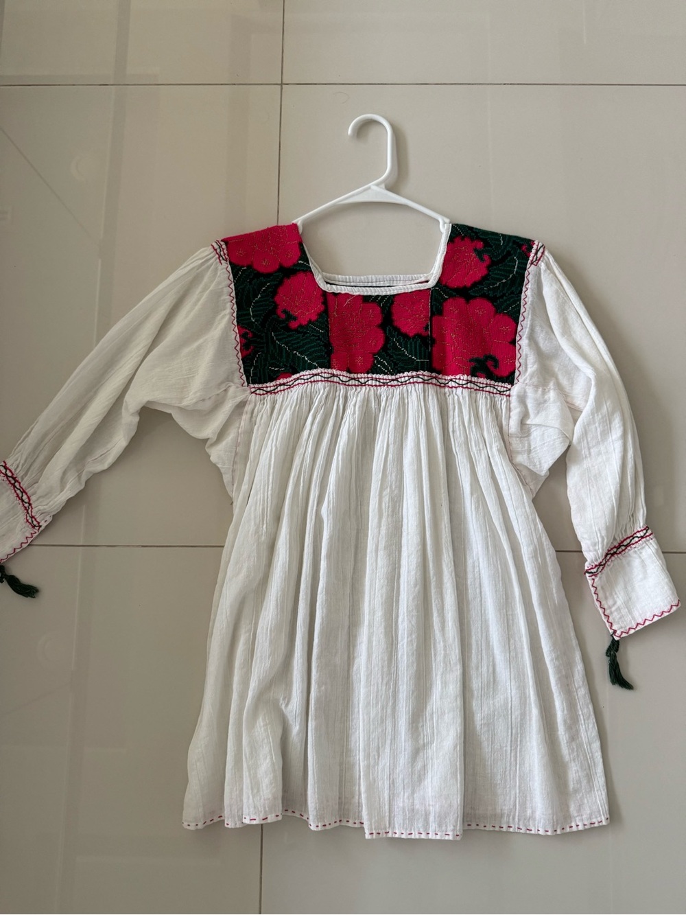 White Pink Floral Embroidered Festive Top